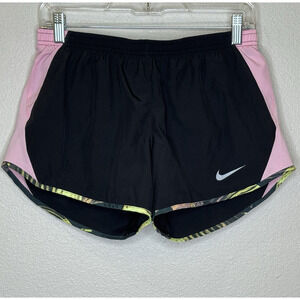 Nike Dri Fit Running Athletic Shorts Womens Sz Small Black Pink Built in Briefs